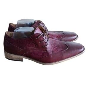Antonio Cerrelli Elite Oxford Men's US 10.5 Red Leather Square Toe Dress Shoes